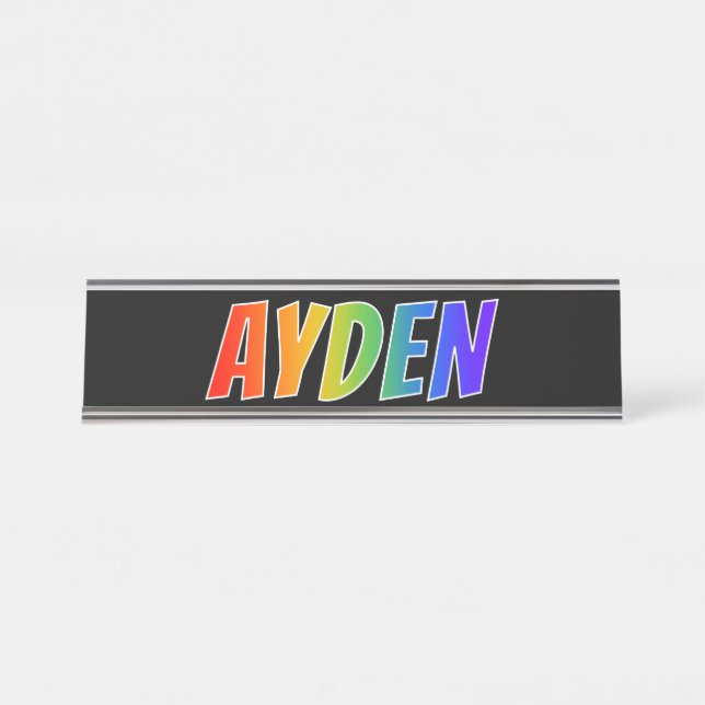 Placa De Mesa Nome próprio "AYDEN": Cor do arco-íris (Frente)