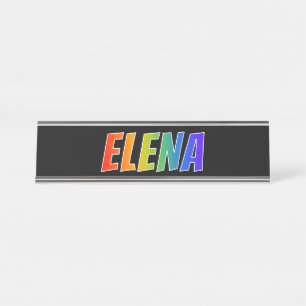 Placa De Mesa Nome próprio "ELENA": Coloração do Arco-Íris D