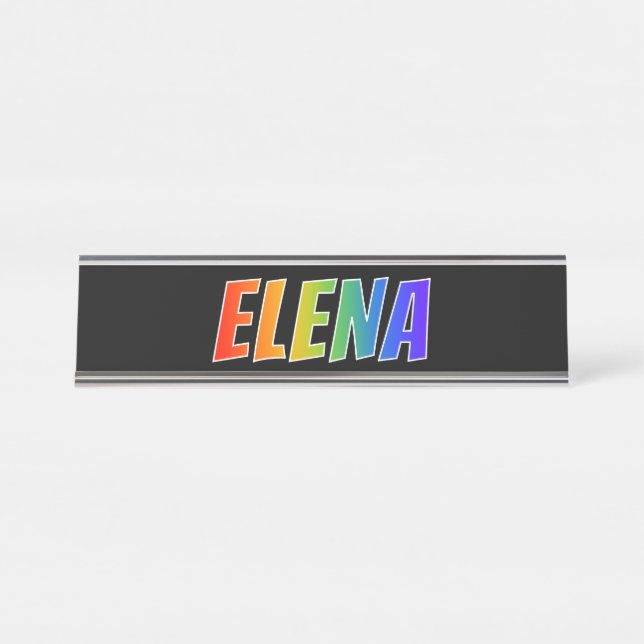 Placa De Mesa Nome próprio "ELENA": Coloração do Arco-Íris Diver (Frente)