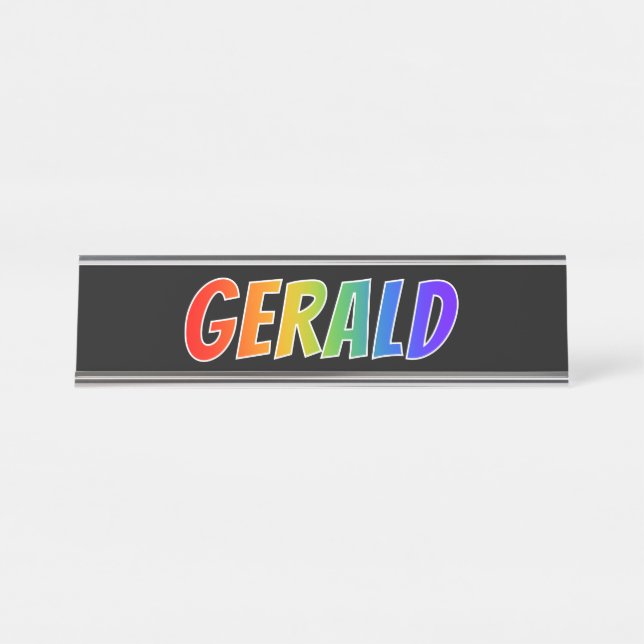 Placa De Mesa Nome próprio "GERALD": Corante Arco-Íris Divertido (Frente)