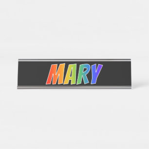 Placa De Mesa Nome próprio "MARY": Coloração do Arco-Íris Di