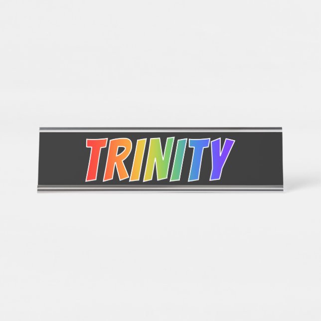 Placa De Mesa Nome próprio "TRINITY": Corante Arco-Íris Divertid (Frente)