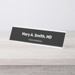 Placa De Mesa Nome Simples do Médico Especialidade Médica Negrit