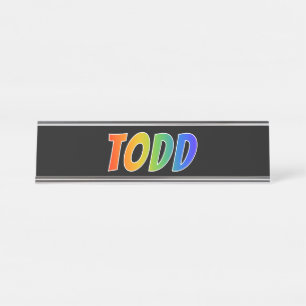 Placa De Mesa Nome "TODD": Coloração do arco-íris do
