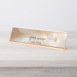 Placa De Mesa  Nuteral Bege Opal pedra Rosa Dourado 