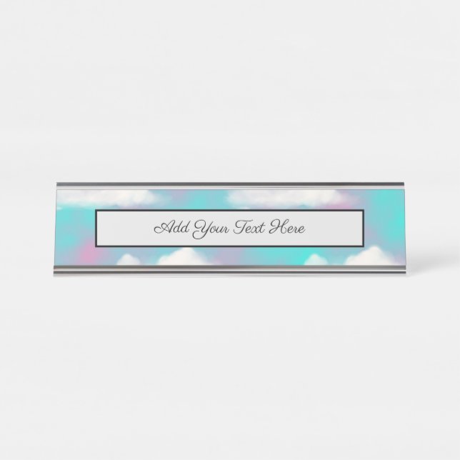 Placa De Mesa Nuvens de Céu Azul Vaporwave (Frente)