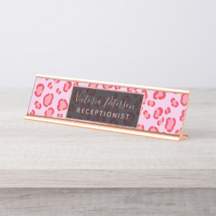 Placa De Mesa O leopardo rosa vermelha moderno mancha a