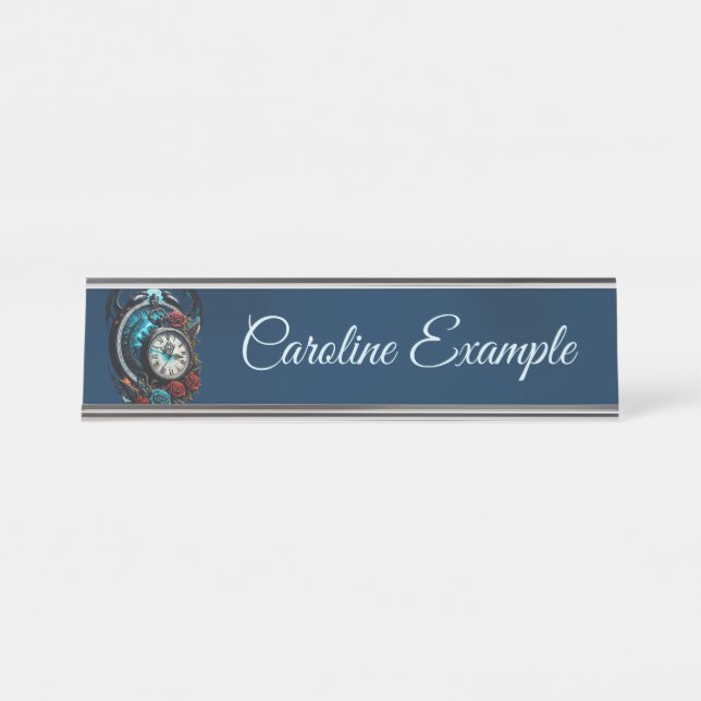 Placa De Mesa O Relógio Na Mista do Infinito. (Frente)