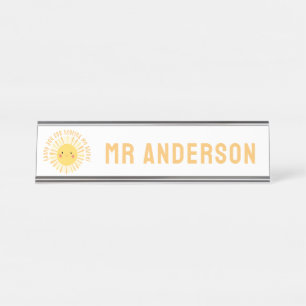 Placa De Mesa Obrigado sunshine você professora elegante moderna