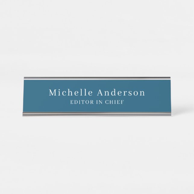 Placa De Mesa Ocean Blue Professional Manager Modern Plain (Frente)