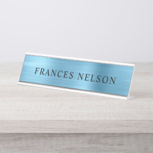 Placa De Mesa Olhar Metálico Azul Bebê