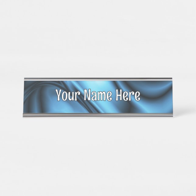 Placa De Mesa Onda de Seda Azul (Frente)