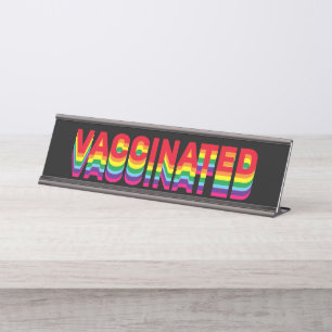 Placa De Mesa Orgulho vacinado lgbt arco-íris queer cores preta