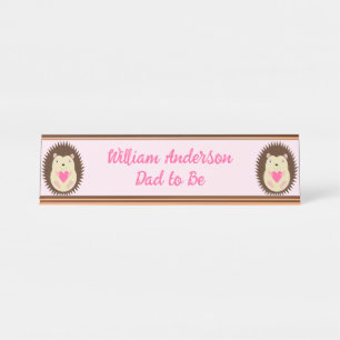 Placa De Mesa ouriço fêmea bebê rosa personalizado