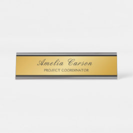 Placa De Mesa Ouro Preto e Vidro Moderno - Adicionar logotipo, n