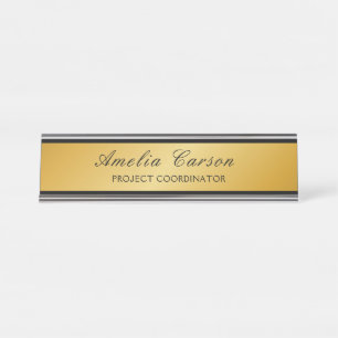 Placa De Mesa Ouro Preto e Vidro Moderno - Adicionar logotipo, n