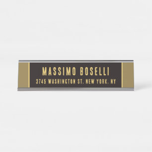 Placa De Mesa Ouro & Preto Minimalista Profissional Moderno