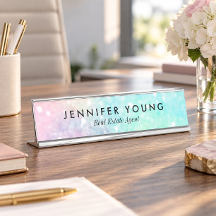 Placa De Mesa Padrão Colorido Pastel Glitter Glamouroso
