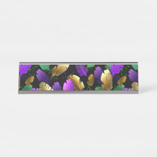 Placa De Mesa Padrão contínuo com penas de Mardi Gras