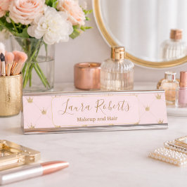 Placa De Mesa Padrão Coroa Elegante Rosa