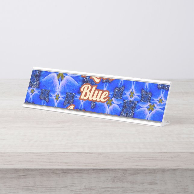 Placa De Mesa Padrão de Anêmona do Jardim Azul (Frente)