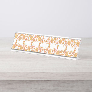 Placa De Mesa Padrão floral simétrico com mosca laranja