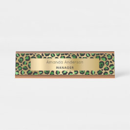 Placa De Mesa Padrão-leopardo de ouro verde-meralda