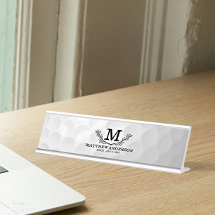 Placa De Mesa Padrão Personalizado da Bola de Golfe Nome Monogr