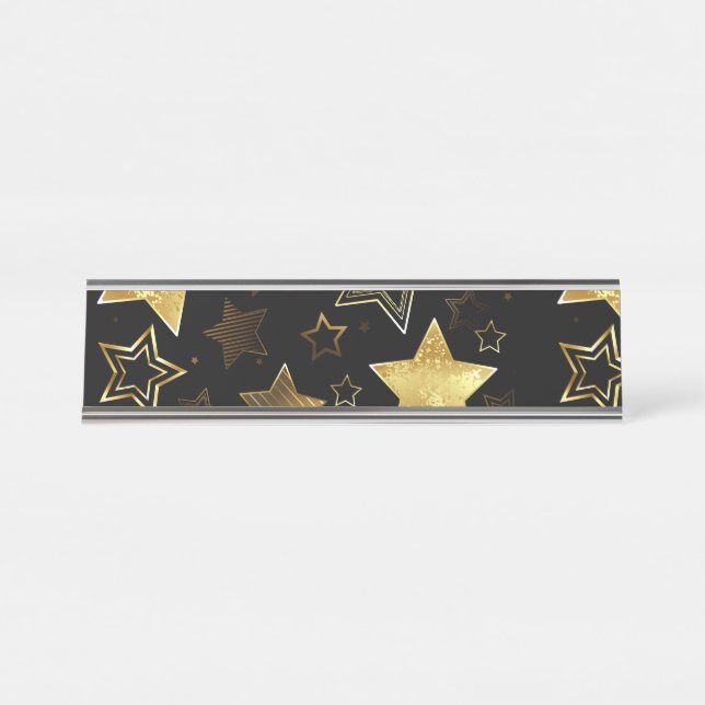 Placa De Mesa Padrão sem costura com estrelas de Ouro (Frente)