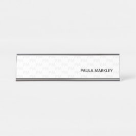 Placa De Mesa Padrão Simples de Monograma de Cinzas Brancas