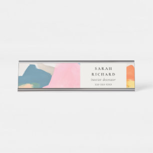 Placa De Mesa Paisagem Montanhosa Abstrata Boho Rosa Azul Laranj