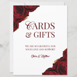 Placa de mesa para casamento Burgundy Cards & Gift