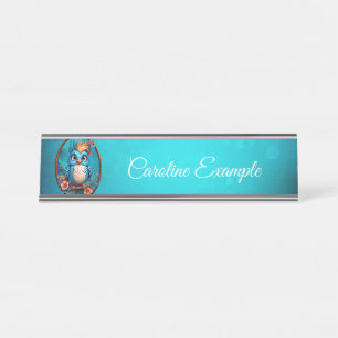 Placa De Mesa Pássaro azul vibrante no estilo de desenho animado