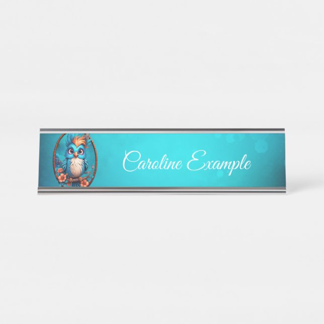 Placa De Mesa Pássaro azul vibrante no estilo de desenho animado (Frente)