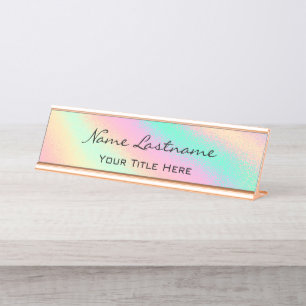 Placa De Mesa Pastel Holográfico Elegante Rosa de Minimalismo