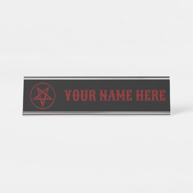 Placa De Mesa Pentagrama do diabo vermelho (Frente)