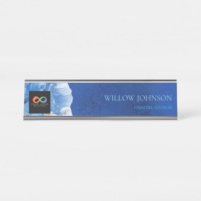 Placa de mesa personalizada com logotipo moderno p (Frente)