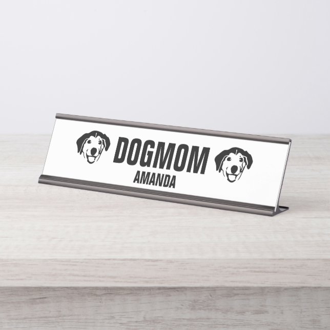 Placa De Mesa Personalizada Mãe de Cachorro Personalizada (Frente)