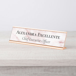 Placa De Mesa Personalizado Mínimo de Marble Moderno Rosa