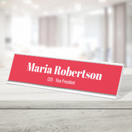 Placa De Mesa Personalizado simples e vermelho corporativo