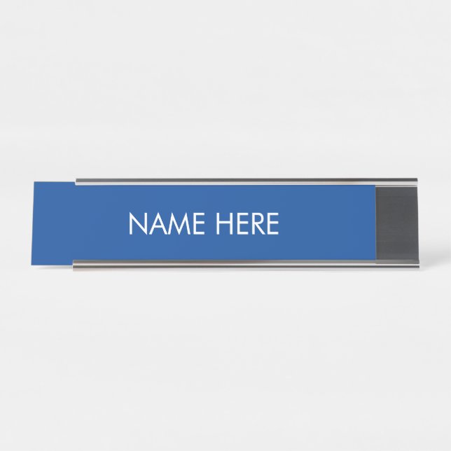 Placa De Mesa personalizar, alterar nome texto branco azul (Frente)