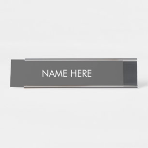 Placa De Mesa personalizar, alterar nome texto cinza escura bran