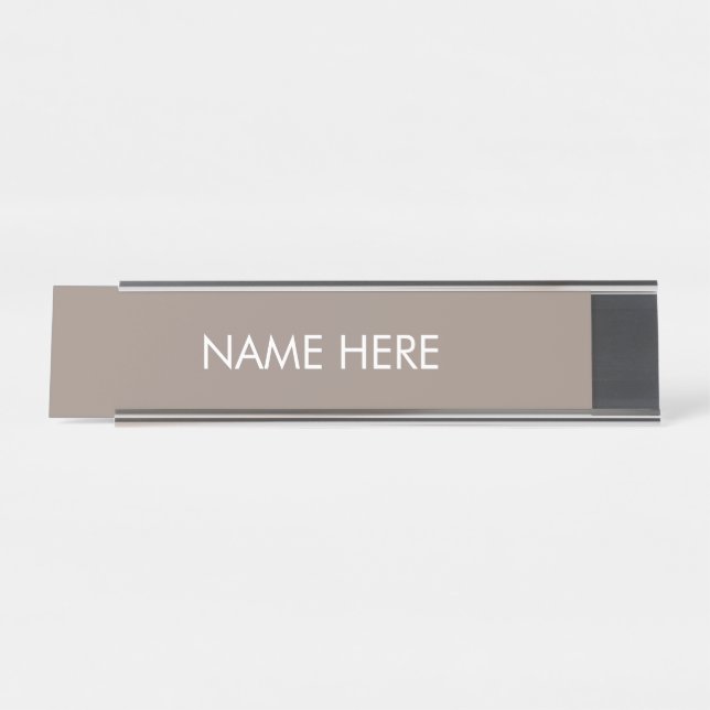 Placa De Mesa personalizar, alterar o nome do texto a bege branc (Frente)