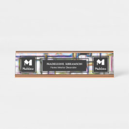 Placa De Mesa Personalizar o Monograma Moderno Profissional de N