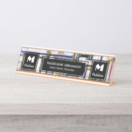 Placa De Mesa Personalizar o Monograma Moderno Profissional de N