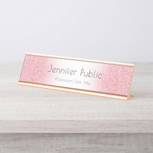 Placa De Mesa Personalize o Modelo moderno Dourado do Rosa Profe