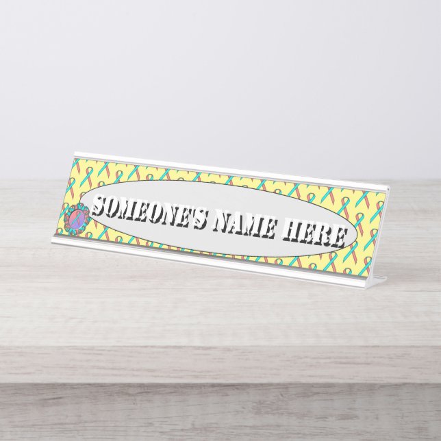 Placa De Mesa Pink-Teal Standard Ribbon by Kenneth Yoncich (Frente)