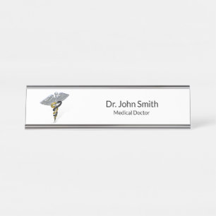 Placa De Mesa Placa conhecida da mesa Dourado de prata médica do