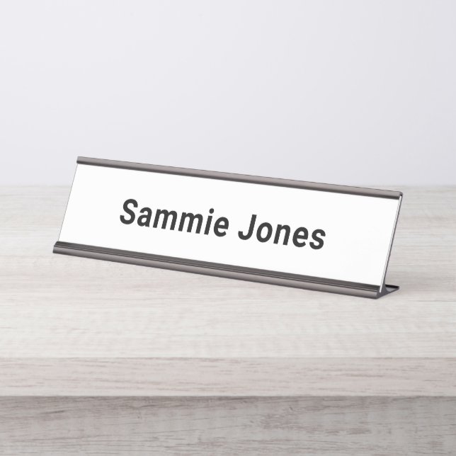 Placa De Mesa Placa de nome branca 2x8 para a mesa ou parede que (Frente)