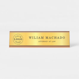 Placa De Mesa Placa de Nome Dourado Metálico Profissional para P